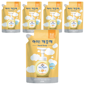 아이깨끗해 항균 폼 핸드솝 순 파우더향 리필용, 450ml, 5개