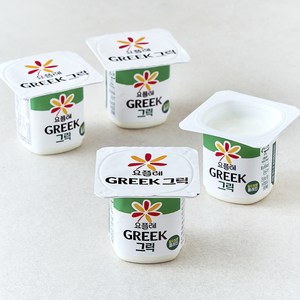 요플레 그릭 달지 않은 플레인, 80g, 4개