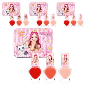 리틀블링 시크릿쥬쥬 별의여신 틴케이스 어린이 네일 3종 세트, 핑크세트, 4개