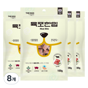 더독 소프트 생육 쫀득 강아지 간식 육포한입, 비프, 100g, 8개