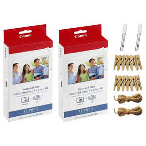 캐논 셀피 인화지 엽서용지 36p KP-36IP + 포토라인 + 미피펜 랜덤 발송, 4X6, 72개