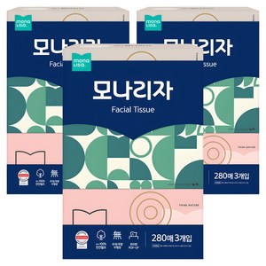 모나리자 천연펄프 미용티슈 2겹, 280매, 9개