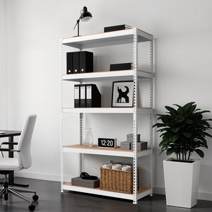 스피드랙 라이트 무볼트 철제 선반, 화이트, 1000 x 400 x 1800 mm, 5단