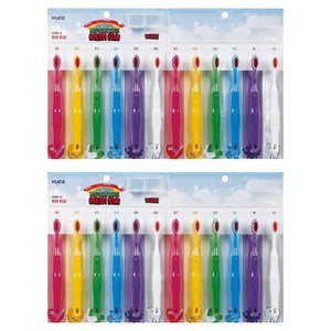 뷰카 마일드 더블 초미세모 스텝3 어린이 칫솔, 혼합색상, 12개입, 2세트