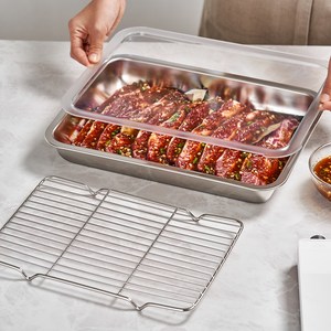 바겐슈타이거스텐 사각트레이세트 PC커버 No.02, 대(355 x 26..., 트레이 + 스텐 밧..., 1세트