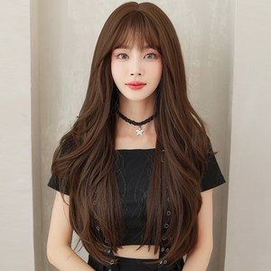 하이유니 그레이스웨이브 롱헤어 전체가발 68cm + 가발망 + 거치대 세트, 커피브라운, 1세트