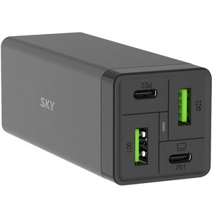 스카이 필 65W PD PPS USB C타입 4포트 고속 멀티 충전기 어댑터 + AC 전원 케이블 1.5m, 블랙, 1개