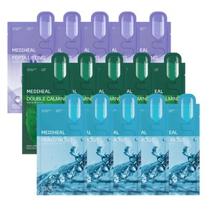 메디힐 더블 카밍 워터 5p + 히알루 모이스트 에센스 5p + 펩타 리프팅 앰플 5p 마스크팩 세트