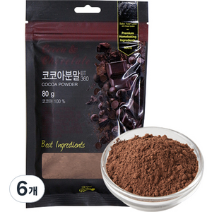 브레드가든 템퍼링이 되어있는 코코아파우더, 80g, 1개입, 6개