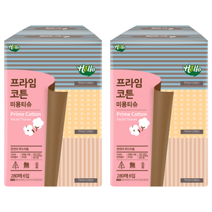 헬로 프라임 코튼 미용티슈, 280매, 12개