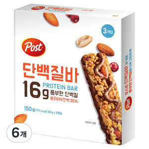 포스트 단백질바 3p, 150g, 6개
