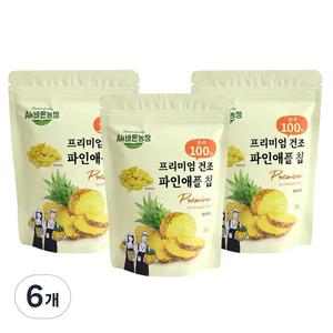 All바른농장 프리미엄 동결건조과일 파인애플 칩, 20g, 6개