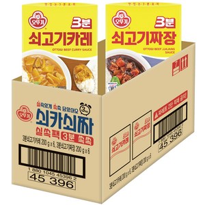 오뚜기3분 쇠고기카레 + 쇠고기짜장, 200g, 12개