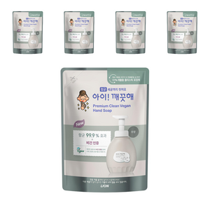 아이깨끗해 프리미엄 클린 비건 폼 핸드솝 무향 리필, 400ml, 5개