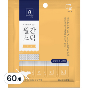 브리더랩 하루에 하나씩 월간스틱 고양이 간식, 닭가슴살, 330g, 2개