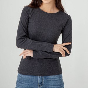 캐럿 여성용 데일리 슬림핏 긴팔 립 티셔츠