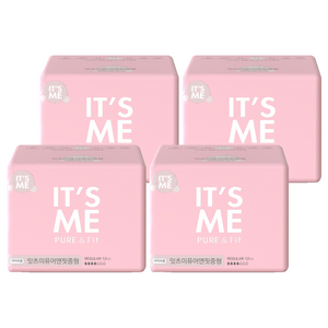 잇츠미 퓨어앤핏 생리대 날개형, 중형, 12개입, 4개