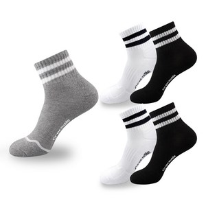 크로커다일 남성용 스포츠쿠션 테니스 중목 양말, 250~280mm, 블랙 + 화이트 +..., 5개