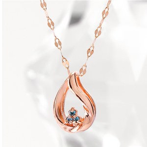 주리에떼 18K 여성용 천연 다이아 물방울 모닝듀 금 목걸이 + 사은품 반지 + 쇼핑백