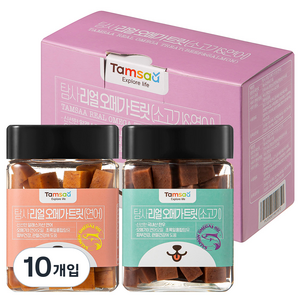 탐사 리얼 오메가 트릿 강아지간식 180g, 소고기1 + 연어1, 10개