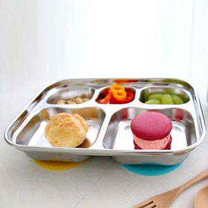 스텐 흡착 유아식판, 블루, 식판 + 흡착판 2..., 1세트