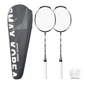 스맥스코리아 카본 배드민턴 라켓 2p + 라켓 가방 + 그립 2p 세트 블랙