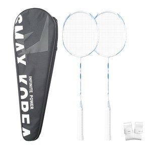 스맥스코리아 카본 배드민턴 라켓 2p + 라켓 가방 + 그립 2p 세트 블루