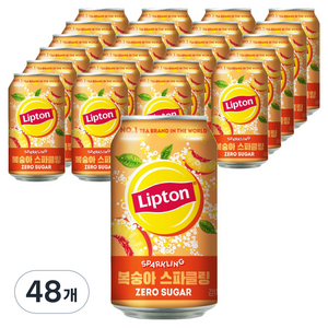 립톤 제로 복숭아 스파클링 음료, 355ml, 48개