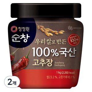 청정원순창 우리쌀로 만든 100% 국산 고추장, 1kg, 2개