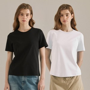 베이직하우스 여성용 통기성 순면 40수 반팔 티셔츠 2팩