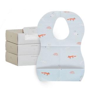 리틀클라우드 일회용 방수 턱받이, 토끼와 여우, 20개입, 3개