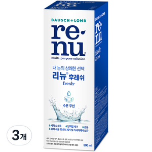 리뉴 후레쉬 렌즈 세정액, 500ml, 3개