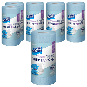스카트 하루한장 THE 버블 항균 수세미, 스카이블루, 40개, 6개