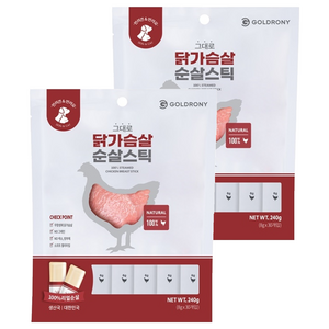 골드로니 반려동물 그대로 순살스틱 간식 30p, 닭가슴살, 240g, 2개
