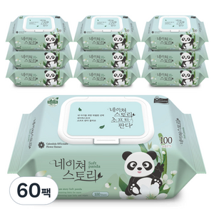 네이쳐스토리 소프트판다 아기물티슈 캡형, 40g, 100개입, 60개