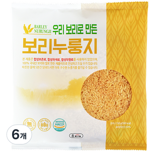 참좋은식품 우리보리로 만든 보리 누룽지, 150g, 6개