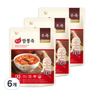 본죽 데워서 바로 먹는 화끈짬뽕죽, 330g, 6개
