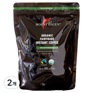 마운트하겐 유기농 디카페인 원두커피믹스 리필백, 200g, 1개입, 2개
