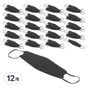 미담마스크 여성용 자외선 차단 골프 등산 입체형 3D 디자인 마스크, 블랙, 12개, 20개입