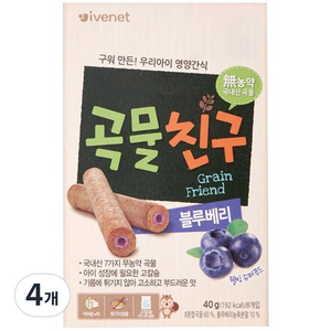 ivenet 곡물친구 과자, 블루베리, 40g, 4개