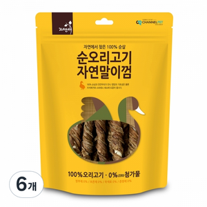 자연애채널펫 자연말이껌 건조간식, 오리고기맛, 200g, 6개