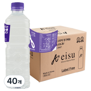 에이수 알칼리수 무라벨, 500ml, 40개