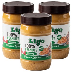 리고 100% 땅콩버터 청키, 453g, 3개