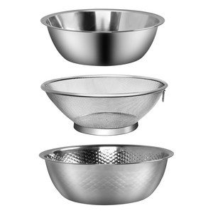 키에 원형 메쉬 스텐 채반 + 믹싱볼 2종 세트