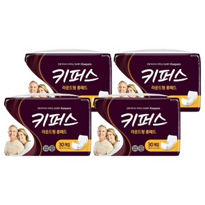 키퍼스 남녀공용 라운드형 롱패드 성인기저귀, 30개입, 4개