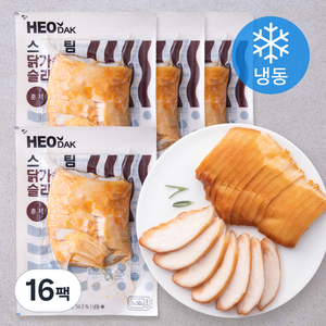 허닭 스팀 닭가슴살 슬라이스 훈제 (냉동), 100g, 16팩