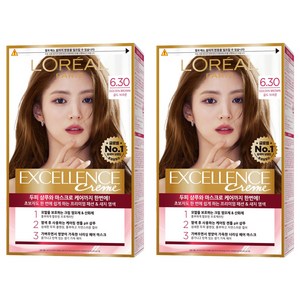 로레알파리 엑셀랑스 크림 빗캡으로 간편한 새치염색 염모제, 6.30호 골드 브..., 2개