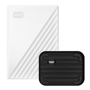 WD My Passport 휴대용 외장하드 + 파우치, 2TB, 화이트