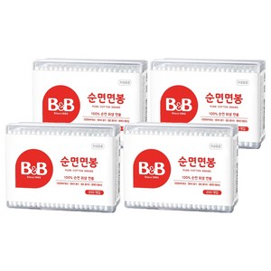 비앤비 순면 면봉, 200개입, 4개