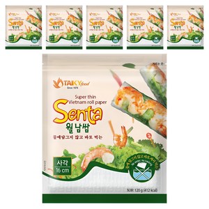 타이키 물없이 싸먹는 월남쌈 사각 16cm, 6개, 120g